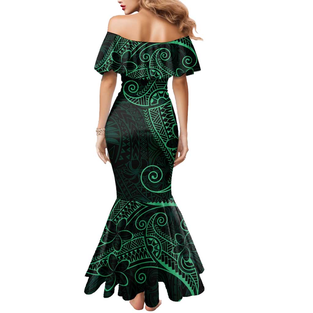 Black Green Polynesian Tribal Mermaid Dress LT9 - Polynesian Pride