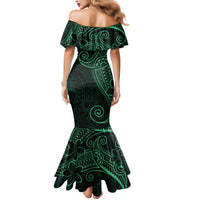 Black Green Polynesian Tribal Mermaid Dress LT9 - Polynesian Pride