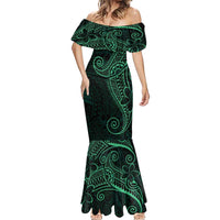 Black Green Polynesian Tribal Mermaid Dress LT9 - Polynesian Pride