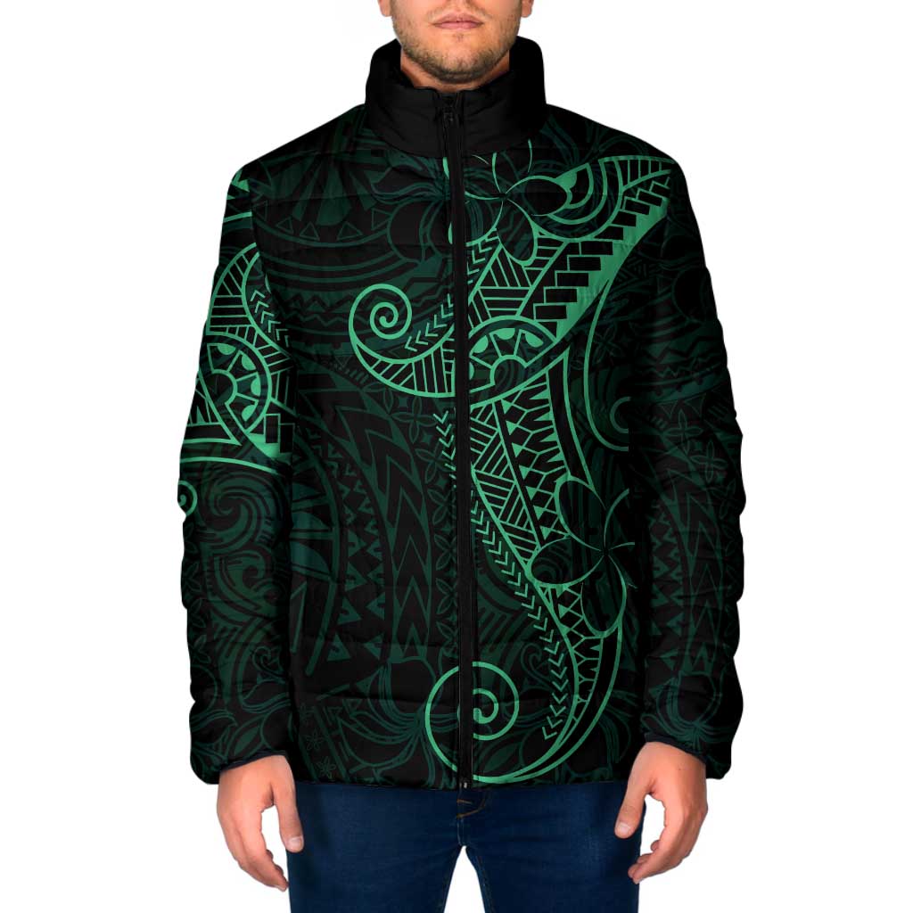 Black Green Polynesian Tribal Padded Jacket LT9 Men Green - Polynesian Pride