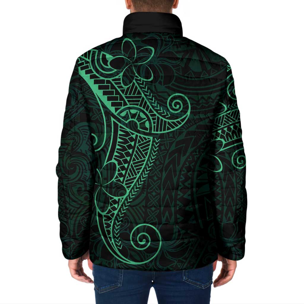 Black Green Polynesian Tribal Padded Jacket LT9 - Polynesian Pride