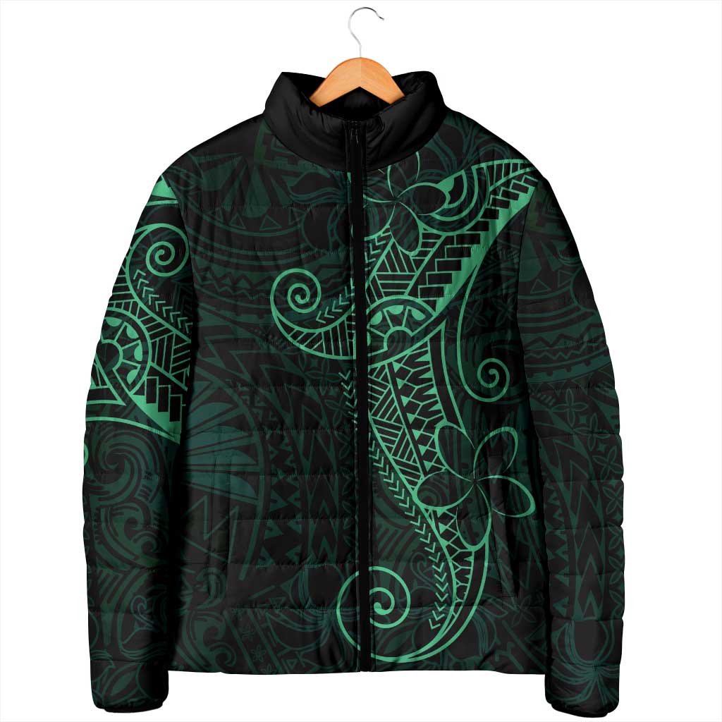 Black Green Polynesian Tribal Padded Jacket LT9 - Polynesian Pride