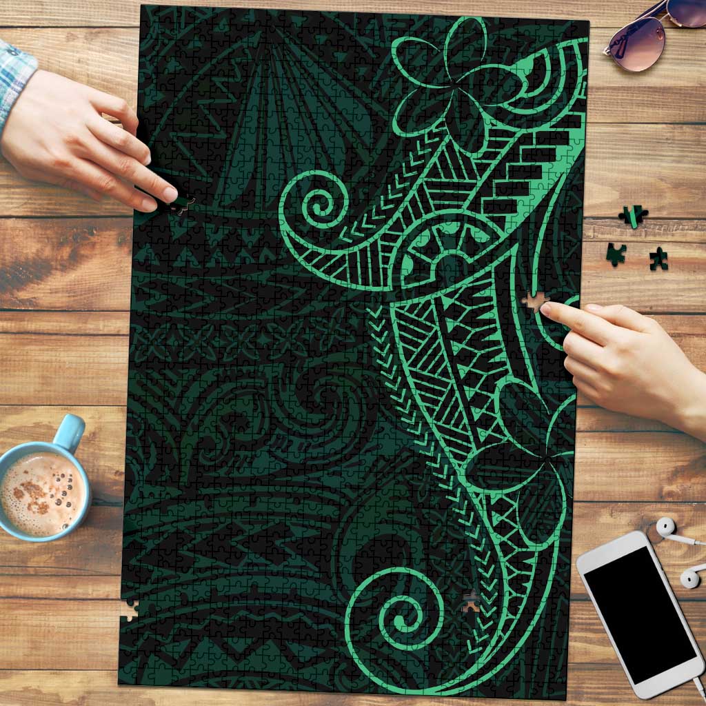 Black Green Polynesian Tribal Puzzle LT9 Green - Polynesian Pride