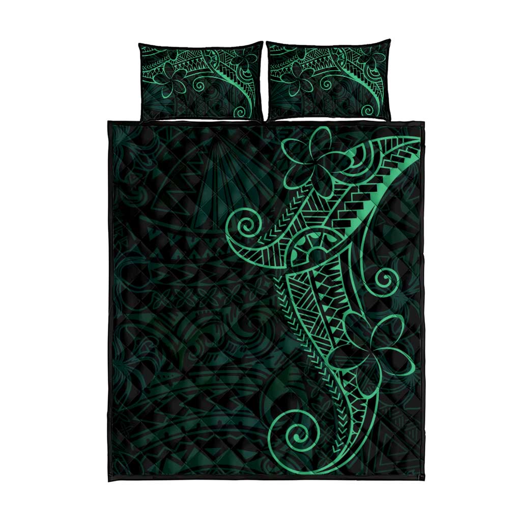 Black Green Polynesian Tribal Quilt Bed Set LT9 - Polynesian Pride