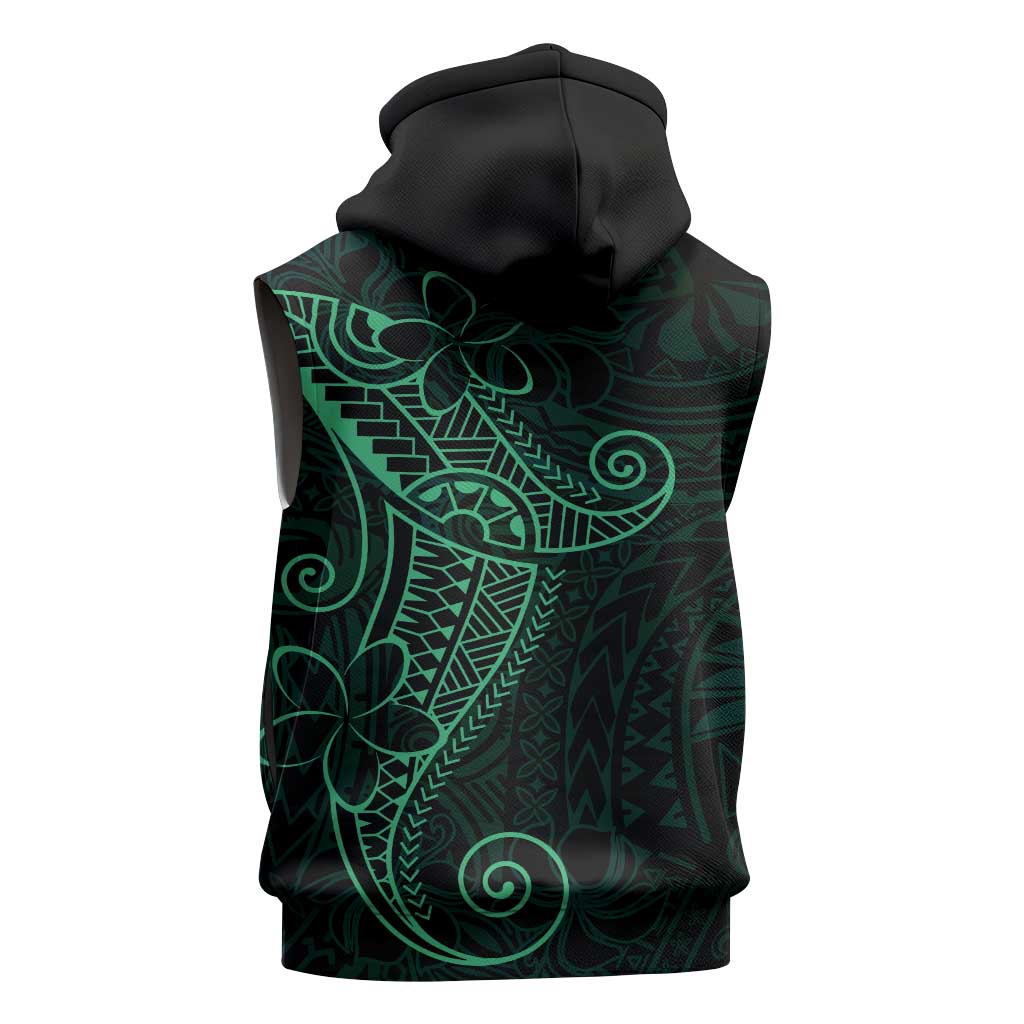Black Green Polynesian Tribal Sleeveless Hoodie LT9 - Polynesian Pride