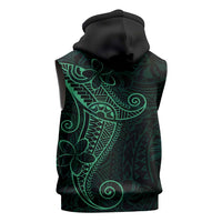 Black Green Polynesian Tribal Sleeveless Hoodie LT9 - Polynesian Pride