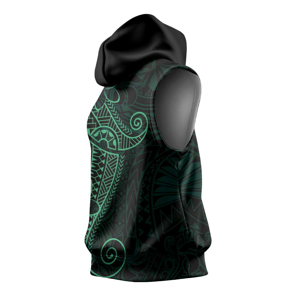 Black Green Polynesian Tribal Sleeveless Hoodie LT9 - Polynesian Pride