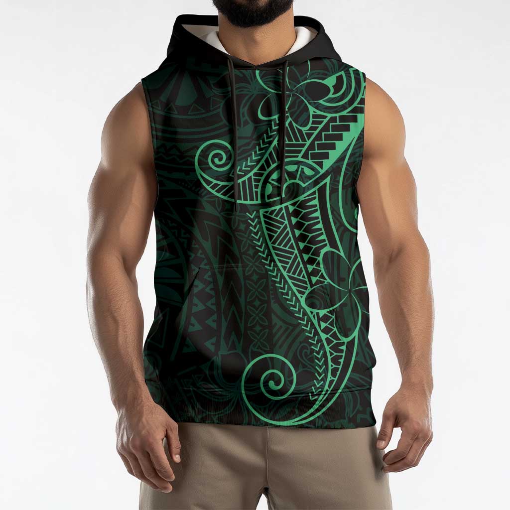 Black Green Polynesian Tribal Sleeveless Hoodie LT9 - Polynesian Pride