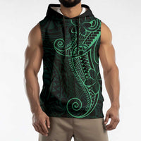 Black Green Polynesian Tribal Sleeveless Hoodie LT9 - Polynesian Pride