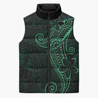 Black Green Polynesian Tribal Sleeveless Puffer Jacket LT9 Unisex Green - Polynesian Pride