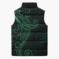 Black Green Polynesian Tribal Sleeveless Puffer Jacket LT9 - Polynesian Pride