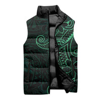 Black Green Polynesian Tribal Sleeveless Puffer Jacket LT9 - Polynesian Pride