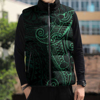 Black Green Polynesian Tribal Sleeveless Puffer Jacket LT9 - Polynesian Pride