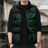 Black Green Polynesian Tribal Sleeveless Puffer Jacket LT9 - Polynesian Pride