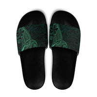 Black Green Polynesian Tribal Slide Sandals LT9 Green - Polynesian Pride
