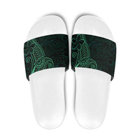 Black Green Polynesian Tribal Slide Sandals LT9 Green - Polynesian Pride