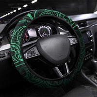 Black Green Polynesian Tribal Steering Wheel Cover LT9 Universal Fit Green - Polynesian Pride