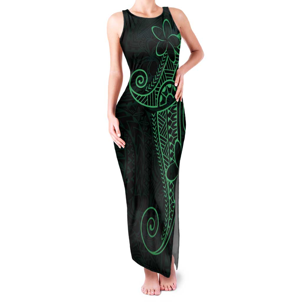 Black Green Polynesian Tribal Tank Maxi Dress LT9 Women Green - Polynesian Pride