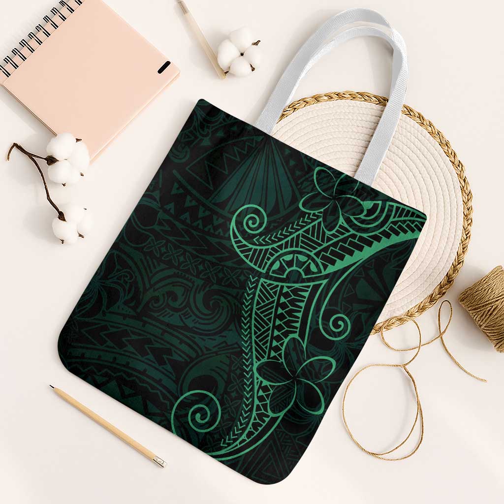 Black Green Polynesian Tribal Tote Bag LT9 White Strap One Size Green - Polynesian Pride