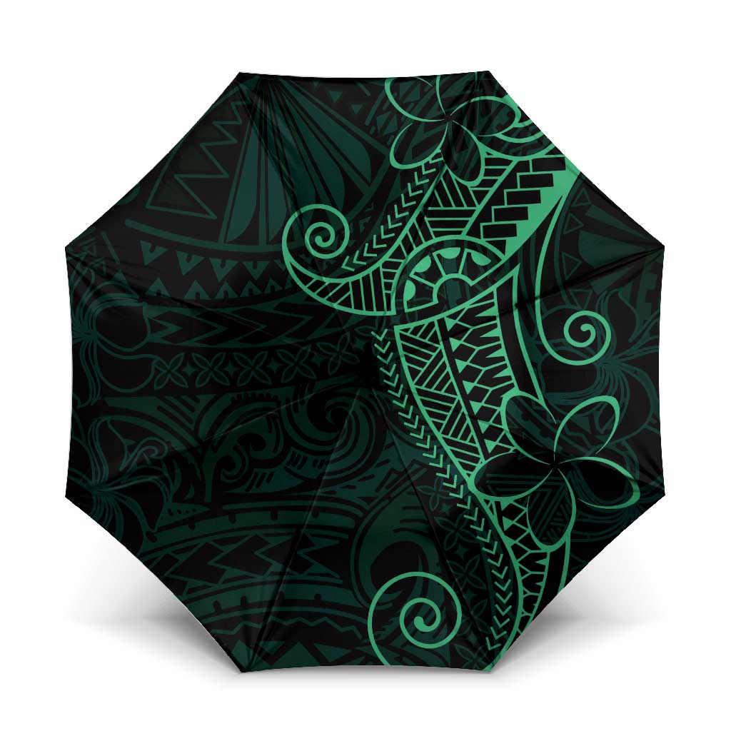 Black Green Polynesian Tribal Umbrella LT9 One Size Folded 11.42 inch Opened Diameter 37.4 inch Green - Polynesian Pride