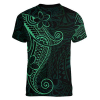 Black Green Polynesian Tribal Women V-Neck T-Shirt LT9 - Polynesian Pride