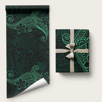 Black Green Polynesian Tribal Wrapping Paper LT9 58" × 23" Green - Polynesian Pride