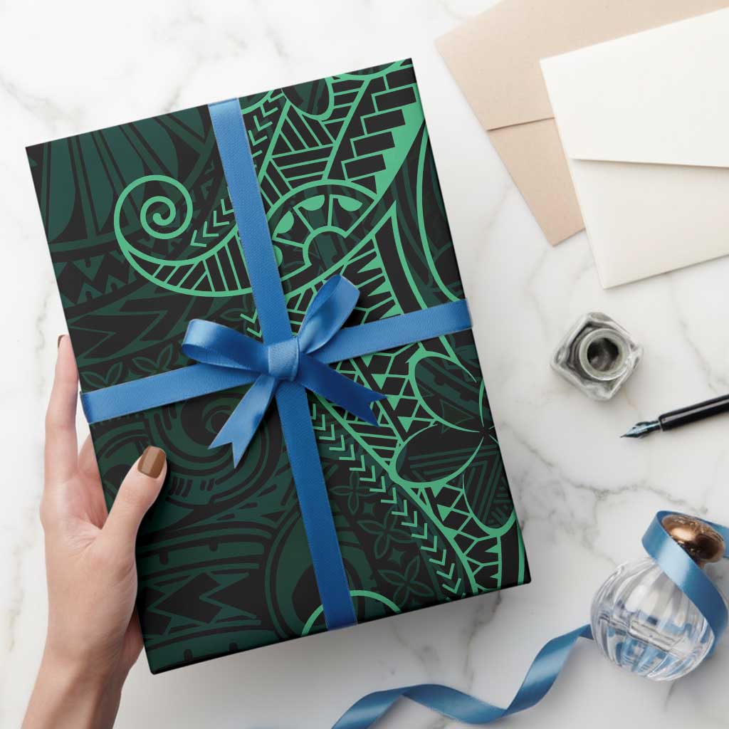 Black Green Polynesian Tribal Wrapping Paper LT9 - Polynesian Pride