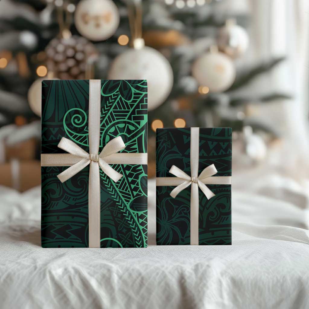 Black Green Polynesian Tribal Wrapping Paper LT9 - Polynesian Pride