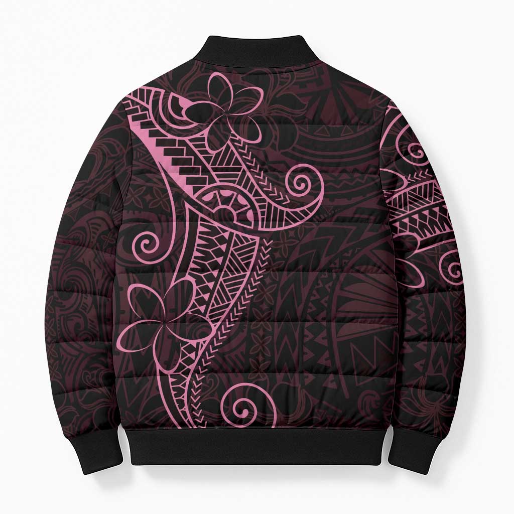 Black Pink Polynesian Tribal Bomber Puffer Jacket LT9 - Polynesian Pride