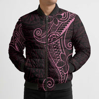 Black Pink Polynesian Tribal Bomber Puffer Jacket LT9 - Polynesian Pride