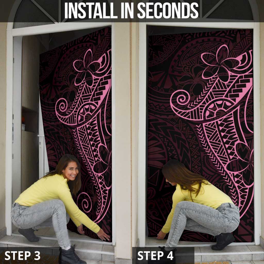 Black Pink Polynesian Tribal Door Cover LT9 - Polynesian Pride