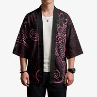 Black Pink Polynesian Tribal Kimono LT9 - Polynesian Pride