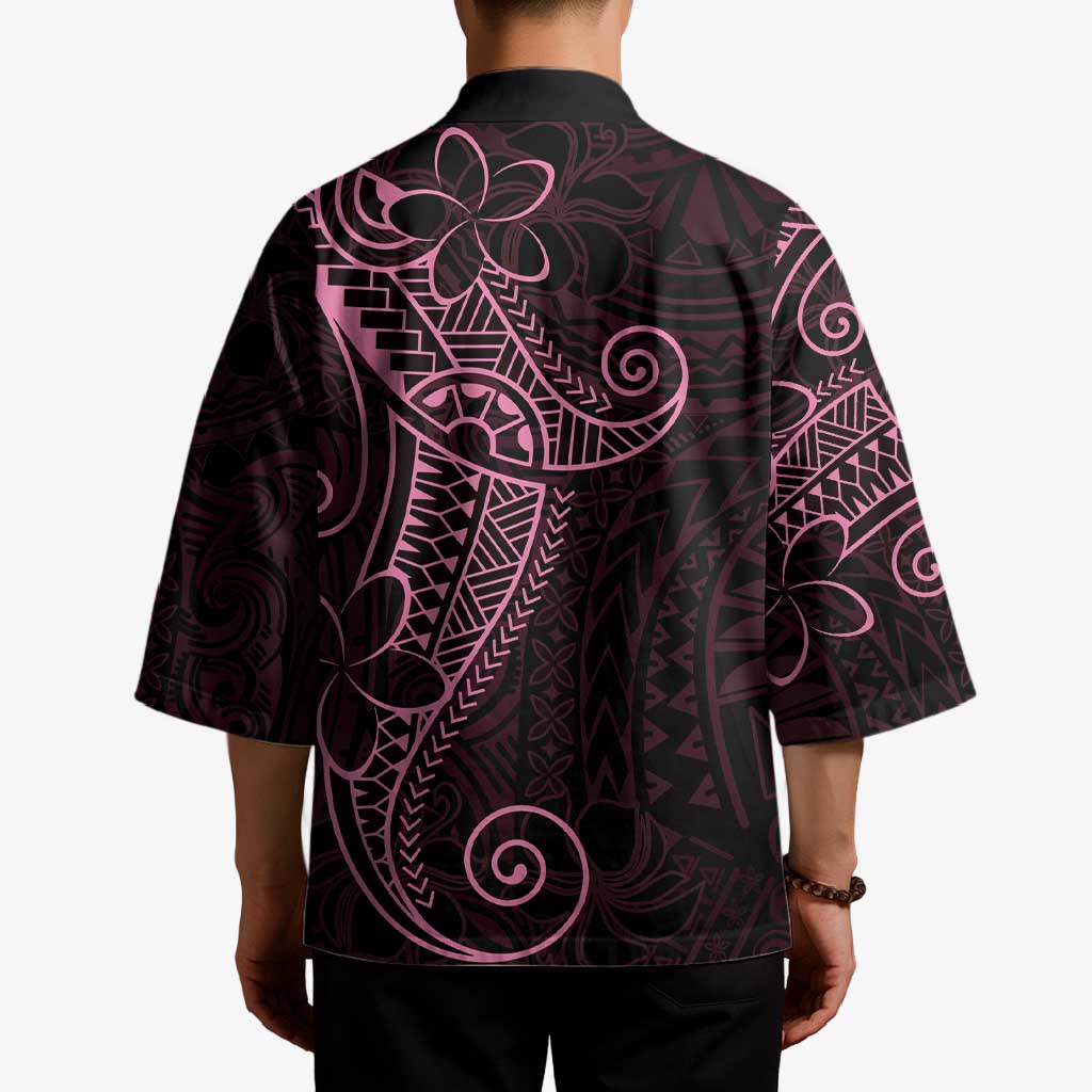 Black Pink Polynesian Tribal Kimono LT9 - Polynesian Pride