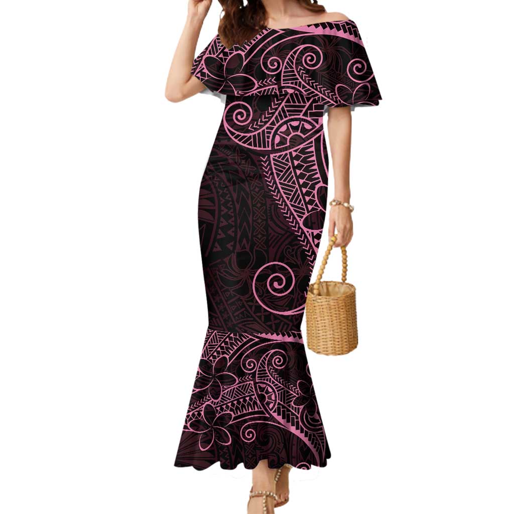 Black Pink Polynesian Tribal Mermaid Dress LT9 Women Pink - Polynesian Pride