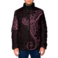 Black Pink Polynesian Tribal Padded Jacket LT9 Men Pink - Polynesian Pride