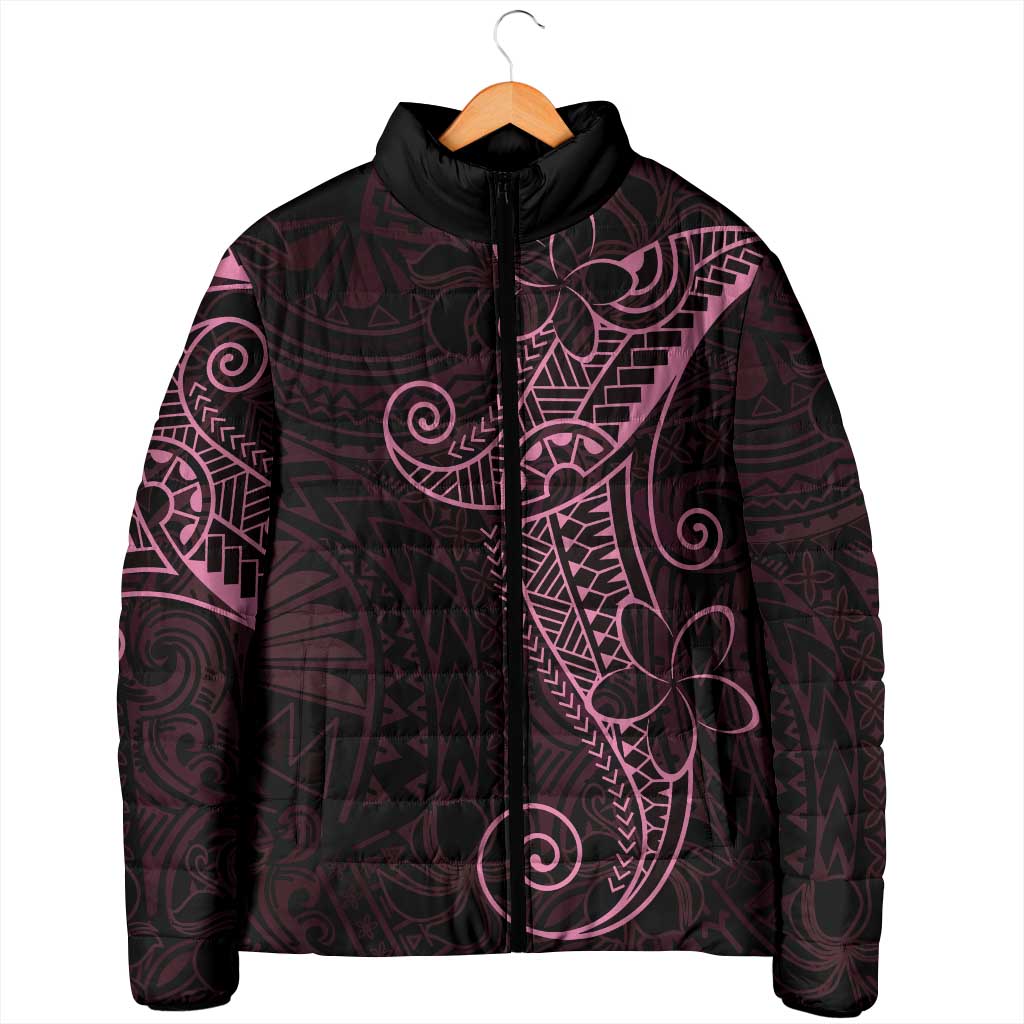 Black Pink Polynesian Tribal Padded Jacket LT9 - Polynesian Pride