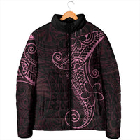 Black Pink Polynesian Tribal Padded Jacket LT9 - Polynesian Pride