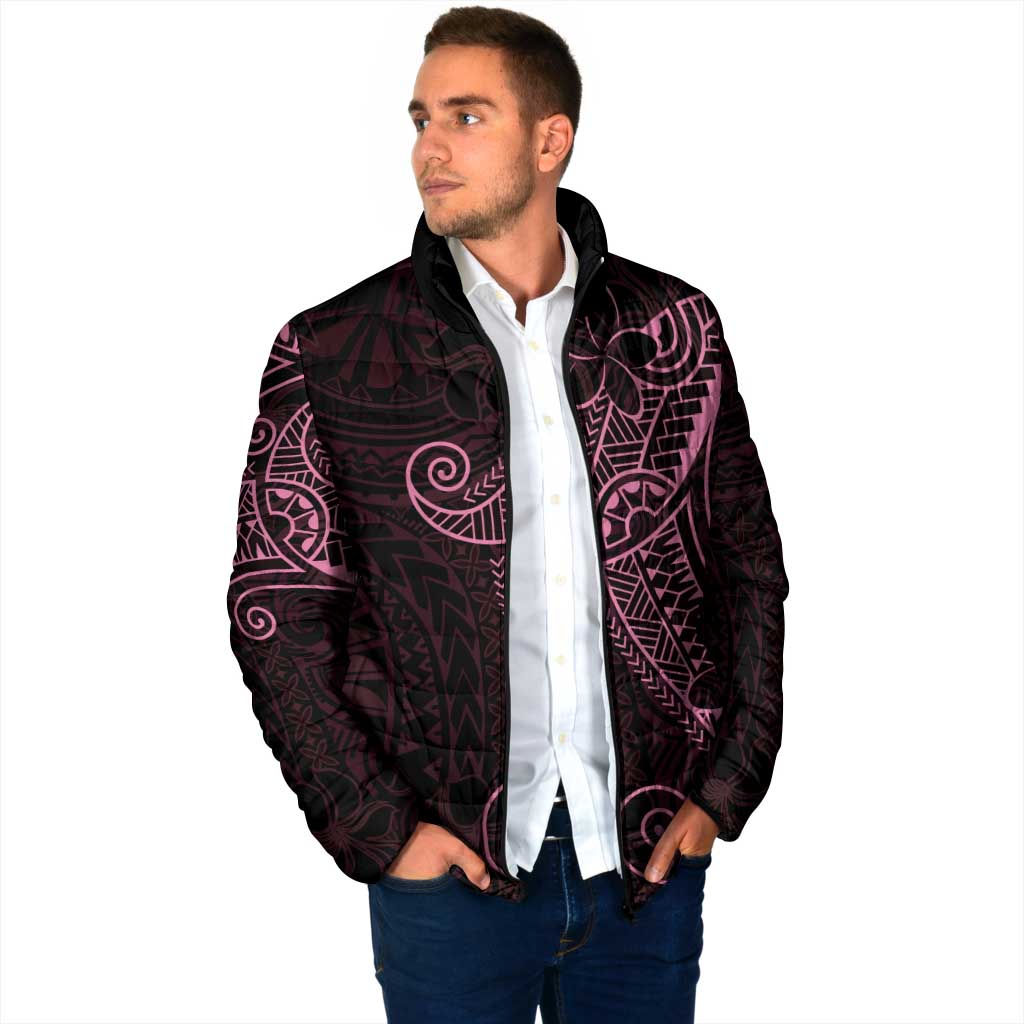Black Pink Polynesian Tribal Padded Jacket LT9 - Polynesian Pride
