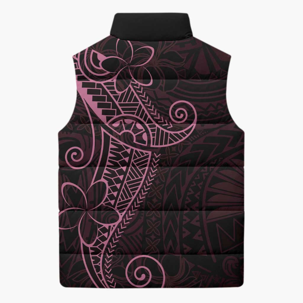 Black Pink Polynesian Tribal Sleeveless Puffer Jacket LT9 - Polynesian Pride