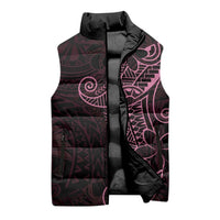 Black Pink Polynesian Tribal Sleeveless Puffer Jacket LT9 - Polynesian Pride