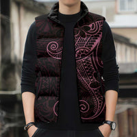 Black Pink Polynesian Tribal Sleeveless Puffer Jacket LT9 - Polynesian Pride