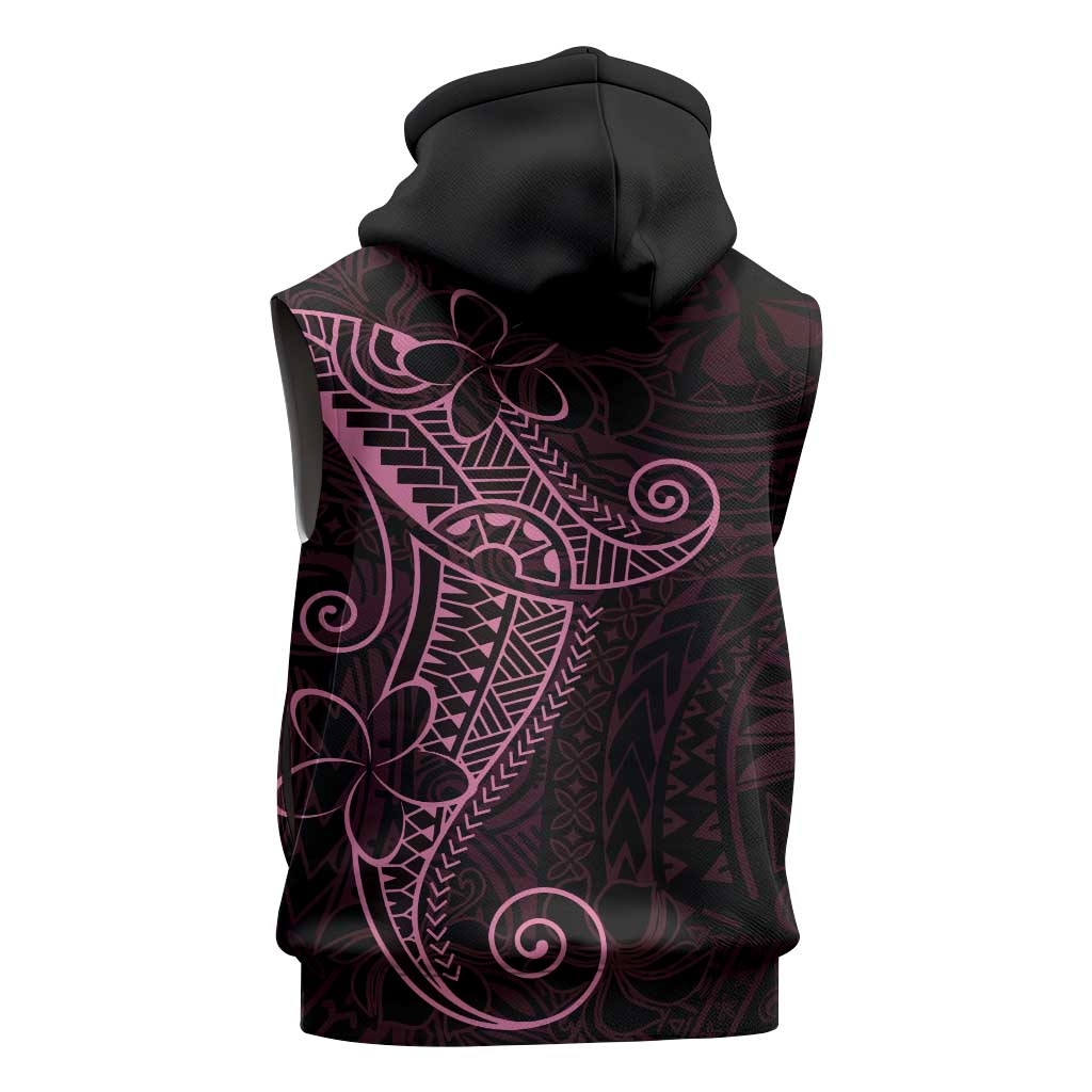 Black Pink Polynesian Tribal Sleeveless Zip Hoodie LT9 - Polynesian Pride