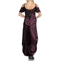 Black Pink Polynesian Tribal Summer Maxi Dress LT9 - Polynesian Pride