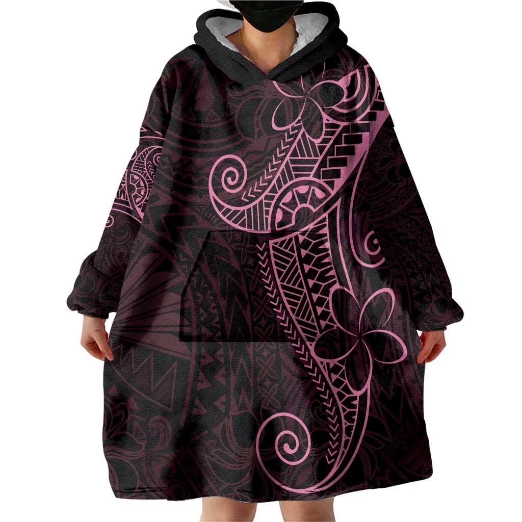 Black Pink Polynesian Tribal Wearable Blanket Hoodie LT9 - Polynesian Pride