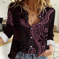 Black Pink Polynesian Tribal Women Casual Shirt LT9 Female Pink - Polynesian Pride
