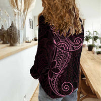 Black Pink Polynesian Tribal Women Casual Shirt LT9 - Polynesian Pride