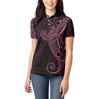 Black Pink Polynesian Tribal Women Polo Shirt - LT9 - Polynesian Pride