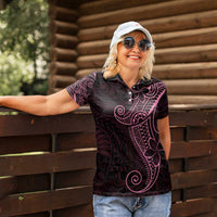 Black Pink Polynesian Tribal Women Polo Shirt - LT9 - Polynesian Pride