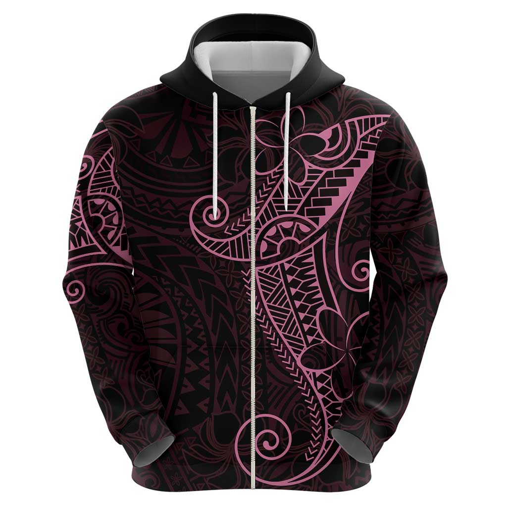 Black Pink Polynesian Tribal Zip Hoodie LT9 - Polynesian Pride