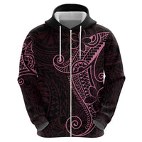 Black Pink Polynesian Tribal Zip Hoodie LT9 - Polynesian Pride